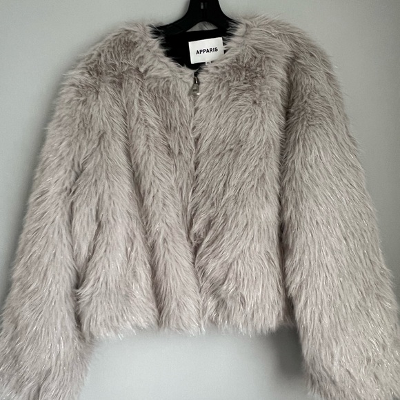 Apparis Gray Teddy Jacket Plush Faux Fur - Picture 3 of 11